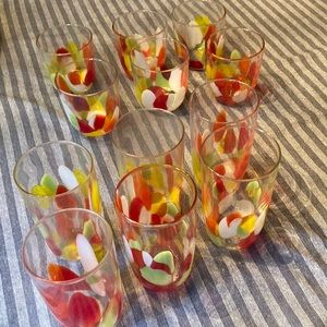 Set of 12 Glasses Multicolored Detailing